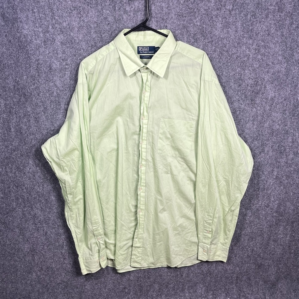 Polo Ralph Lauren Curham Men 18 XXL Button Down Shirt Lime Green Classic Fit